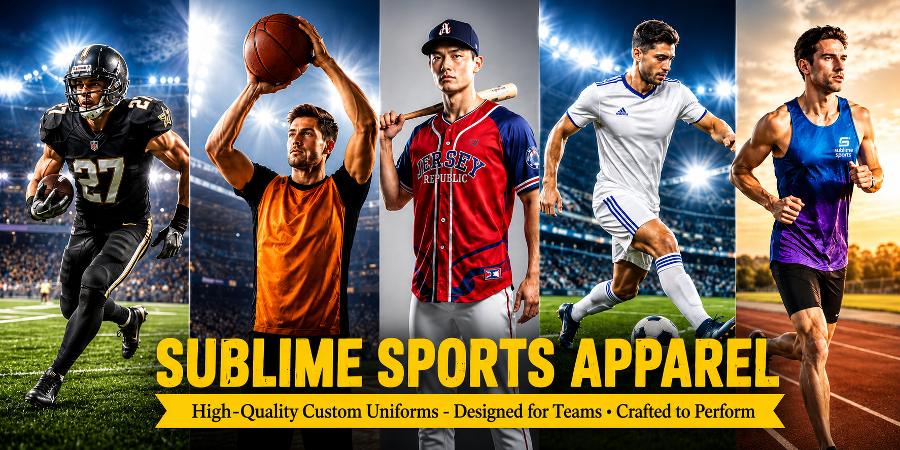 Sublime Sports Apparel — custom uniforms for football, basketball, baseball, soccer and athletics